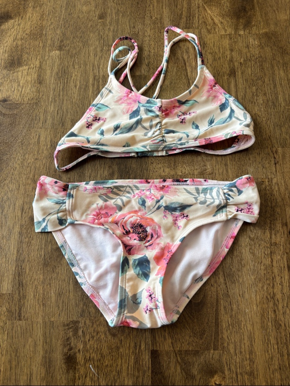 Macy's Pink Floral Girls Two-Piece Swim Bikini